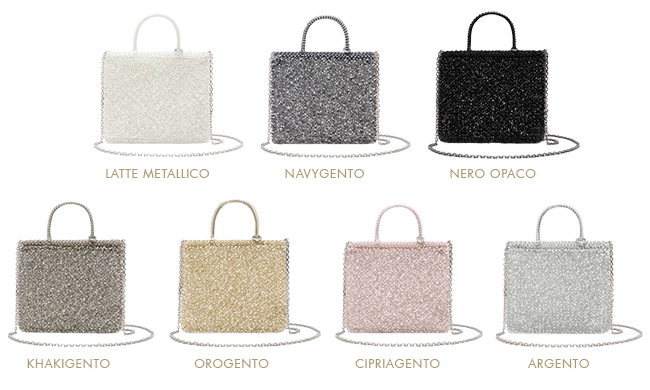 オーロラホワイト、ネイビーシルバー、エナメルブラック、カーキシルバー、シルバーゴールド、パウダリーピンクシルバー、シルバー