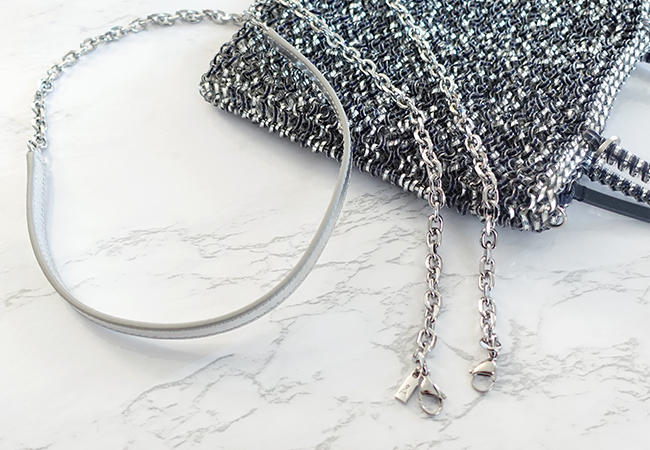 スタンダード Z/ネイビーシルバー,カテナ/レザーチェーン/シルバー