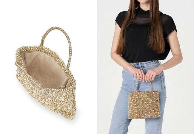 ペルラ グリッター/スクエア ミディアム/シルバーゴールド