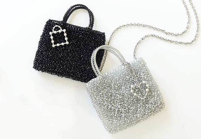 スタンダード ミニアトゥーラ/エナメルブラック,ペルラ ACC/バッグ/シルバー,スタンダード ミニアトゥーラ/シルバー,ペルラ ACC/ハート/シルバー