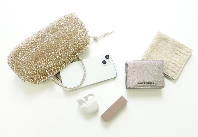 コンフェット/スモール/ラベンダーシルバー,サフィアーノ ベッロ/三つ折りウォレット/パウダリーピンク