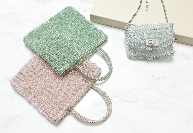 ワイヤー オルガンザ/スクエア スモール/パウダリーピンクシルバー,ワイヤー オルガンザ/スクエア スモール/グリーングレーシルバー,ワイヤー オルガンザ/マイクロバッグ/シルバー