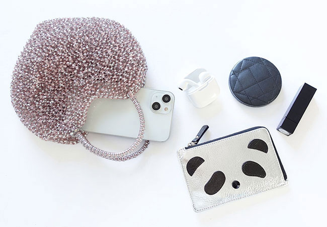 クオーリ/フラミンゴシルバー,パンダスペシャル/キーリング付きフラグメントケース/シルバー