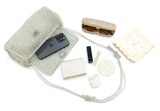 ルッケット II/シリンダー ミディアム/シルバー,サフィアーノ ベッロ/三つ折りウォレット/シャンパンゴールド