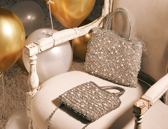 ペルラ グリッター/スクエア スモール/ファンゴカーキシルバー,ペルラ グリッター/スクエア ミディアム/シルバー