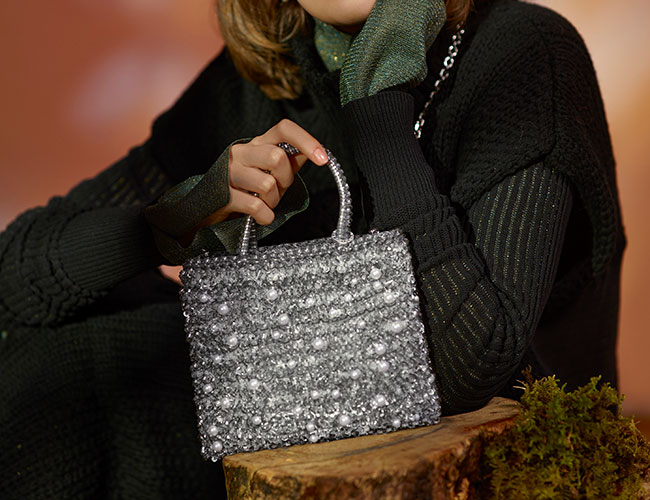 ペルラ グリッター/スクエア スモール/ファンゴカーキシルバー