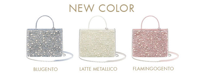 ペルラ グリッター/スクエア ミディアム/パウダリーピンクシルバー