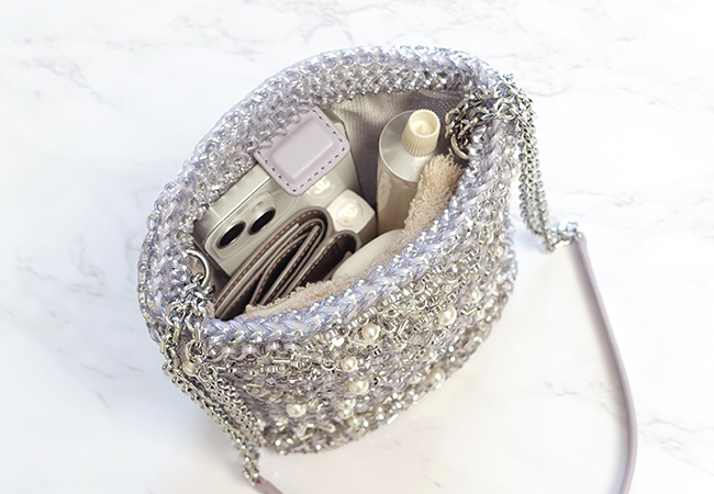 ペルラ グリッター/バケットバッグ/シルバー