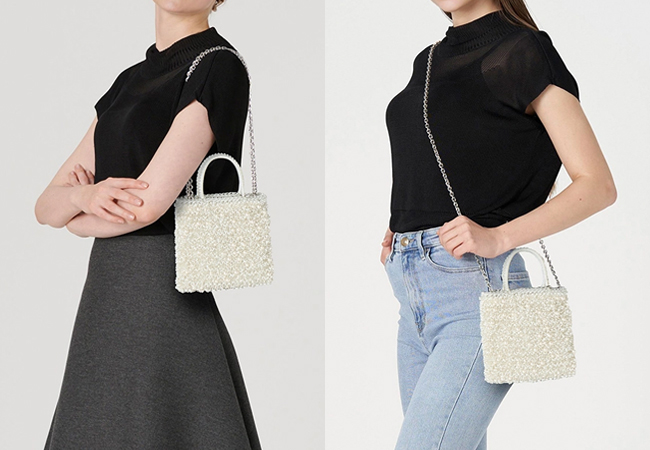 ペルラ グリッター/スクエア ミディアム/オーロラトラスパレンテ