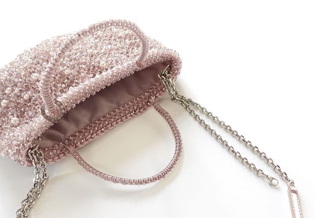 ペルラ グリッター/スクエア ミディアム/パウダリーピンクシルバー