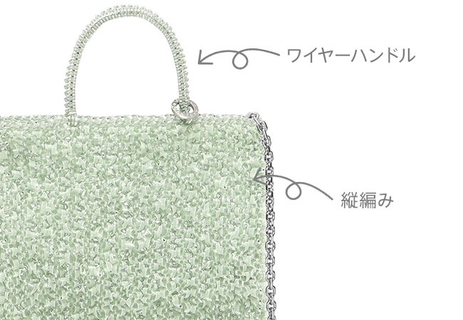 ワイヤー オルガンザ/スクエア スモール/パウダリーピンクシルバー