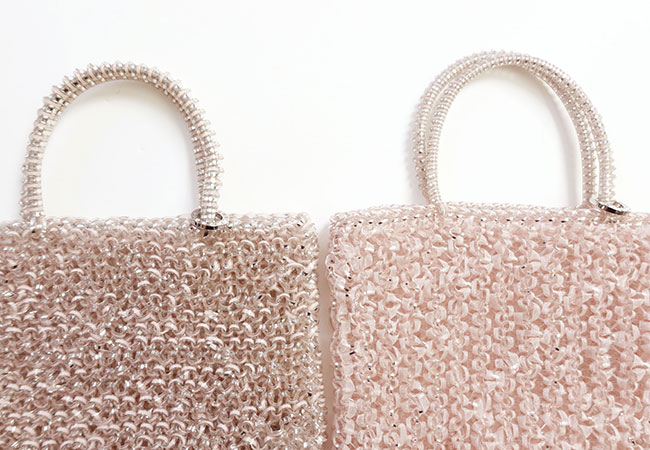 ワイヤー オルガンザ/スクエア スモール/パウダリーピンクシルバー