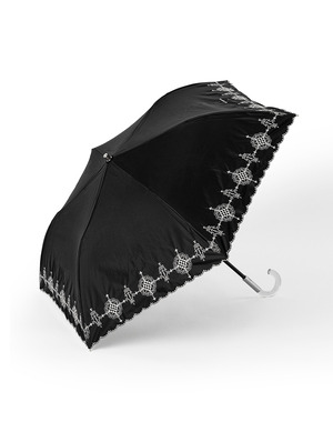 ダマスコ柄晴雨兼用折りたたみ傘/ブラック