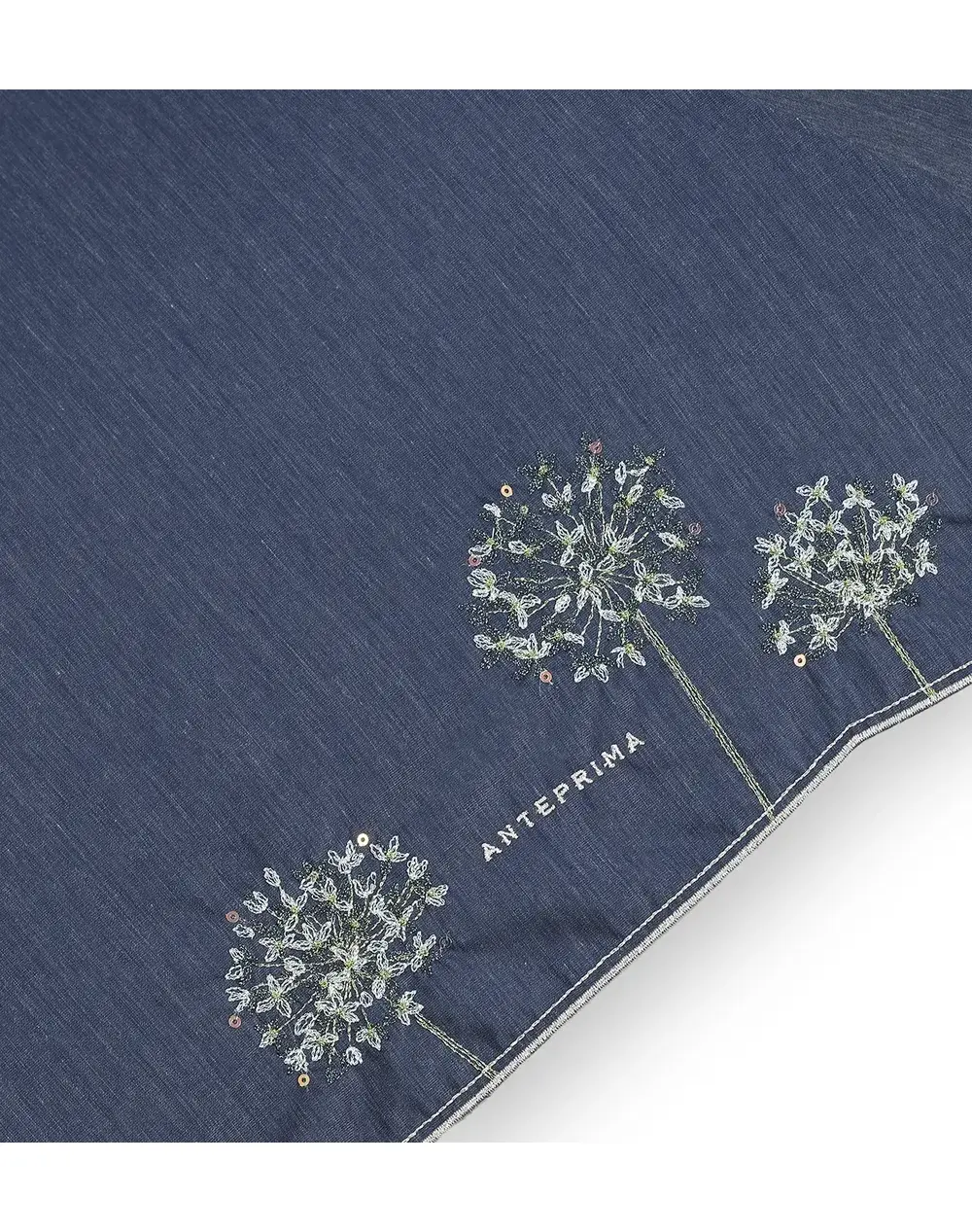アリウム柄刺繍晴雨兼用折りたたみ傘/ネイビー