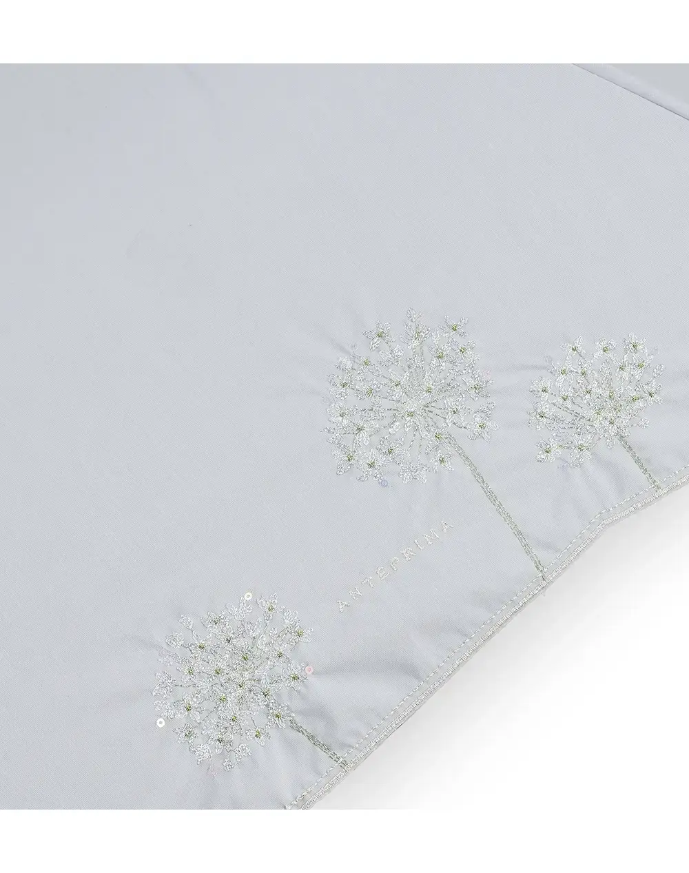 アリウム柄刺繍晴雨兼用折りたたみ傘/シルバーグレー