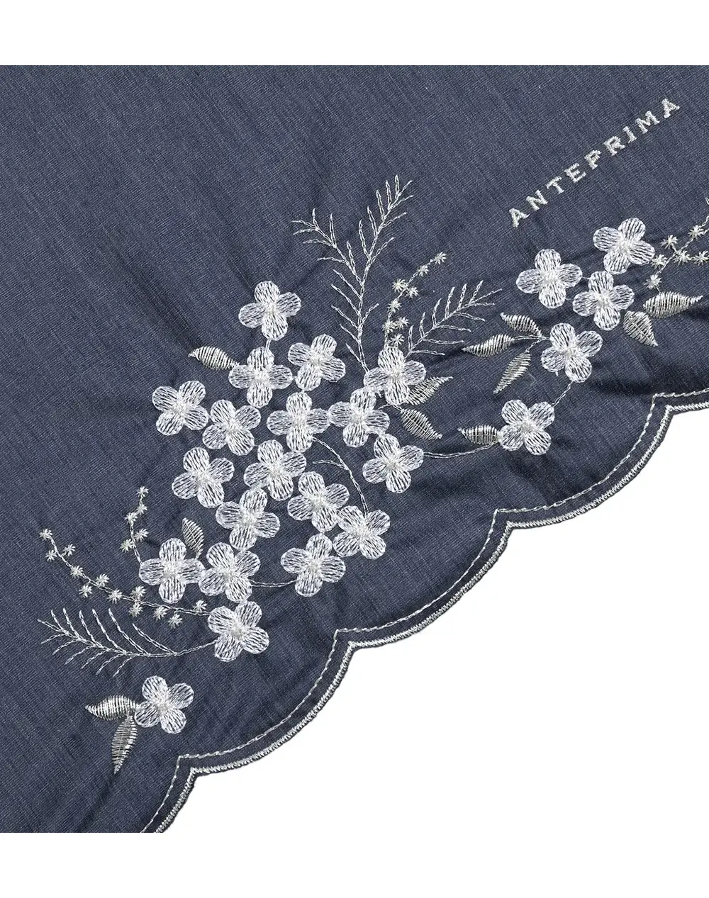 ミモザ＆菜の花柄刺繍 晴雨兼用折りたたみ傘/ネイビー