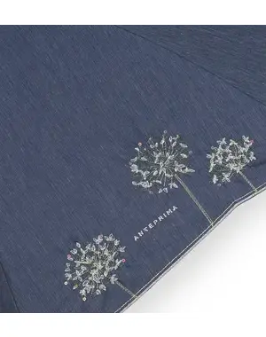 アリウム柄刺繍晴雨兼用スライドショート傘/ネイビー