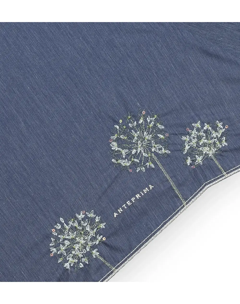 アリウム柄刺繍晴雨兼用ミニ傘/ネイビー