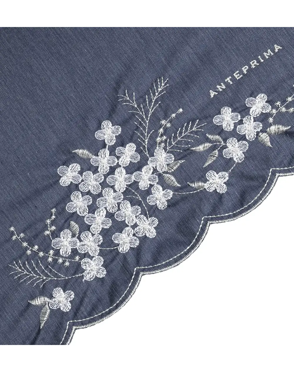 ミモザ＆菜の花柄刺繍 晴雨兼用ミニ傘/ネイビー
