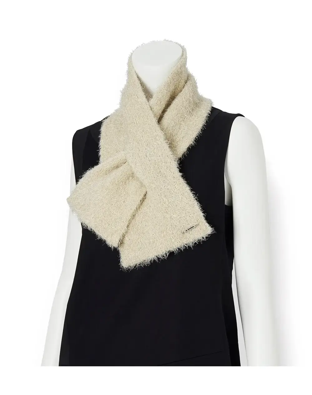 ラメ入りニット差込みマフラー/ベージュ