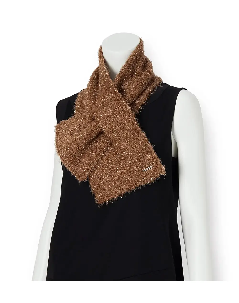 ラメ入りニット差込みマフラー/ブラウン