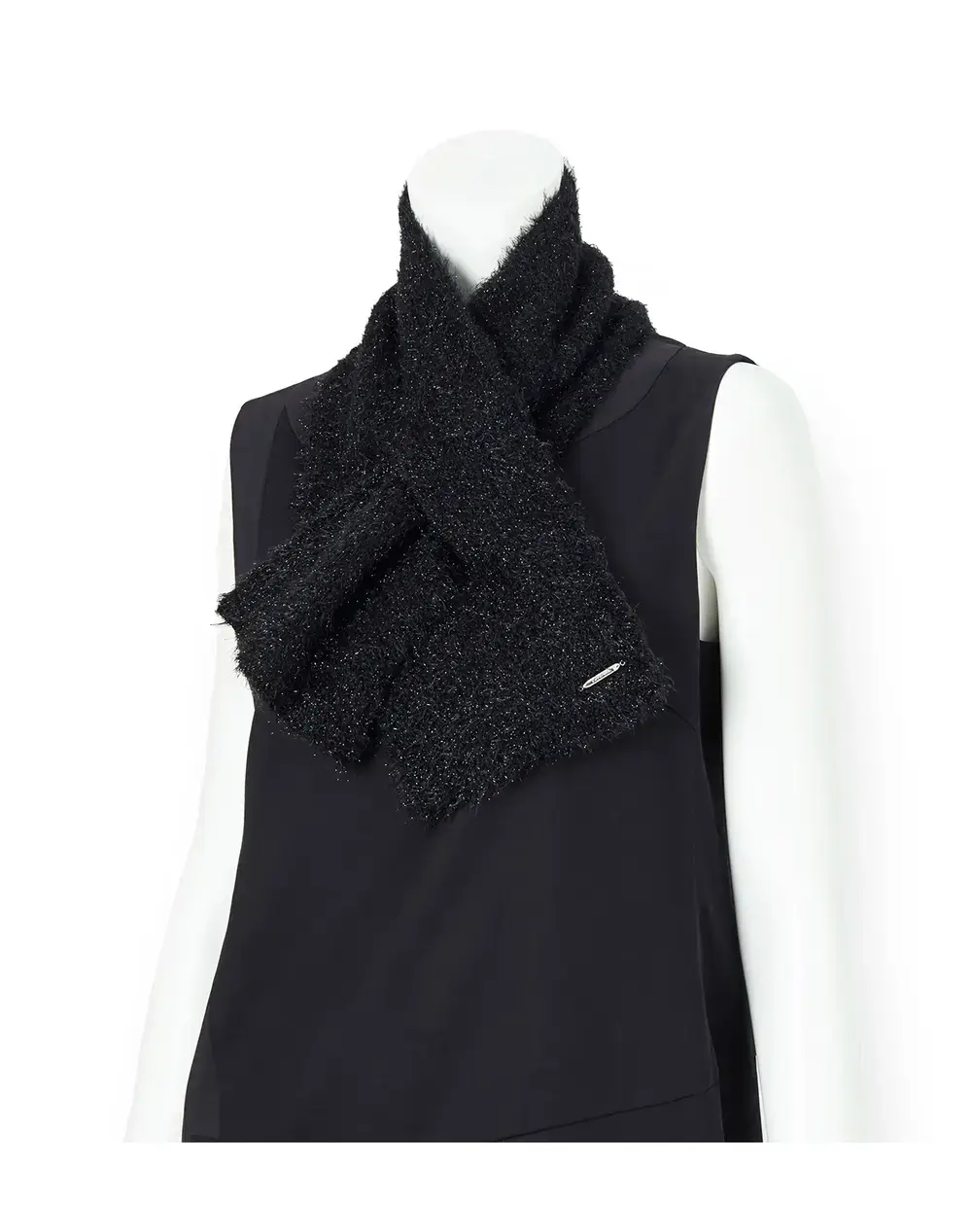 ラメ入りニット差込みマフラー/ブラック