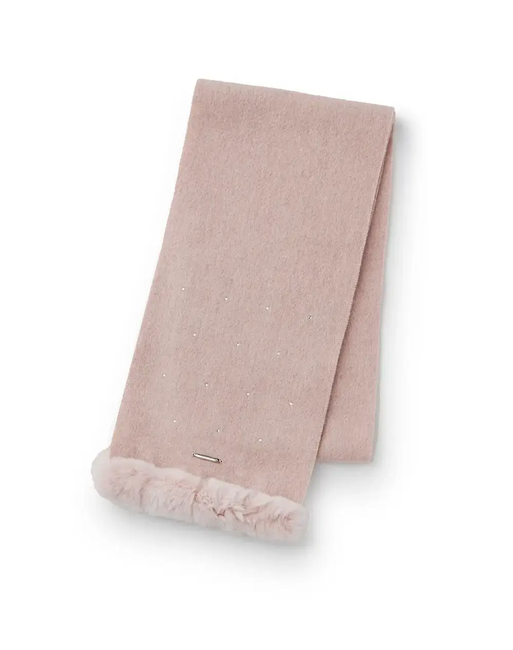 ラインストーン付きカシミヤウールプチマフラー/ピンク