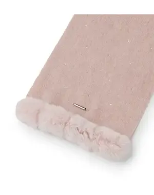 ラインストーン付きカシミヤウールプチマフラー/ピンク