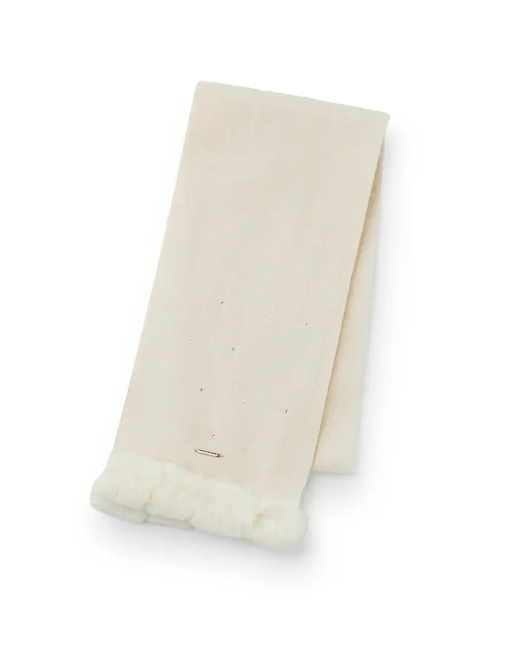 ラインストーン付きカシミヤウールプチマフラー/オフホワイト