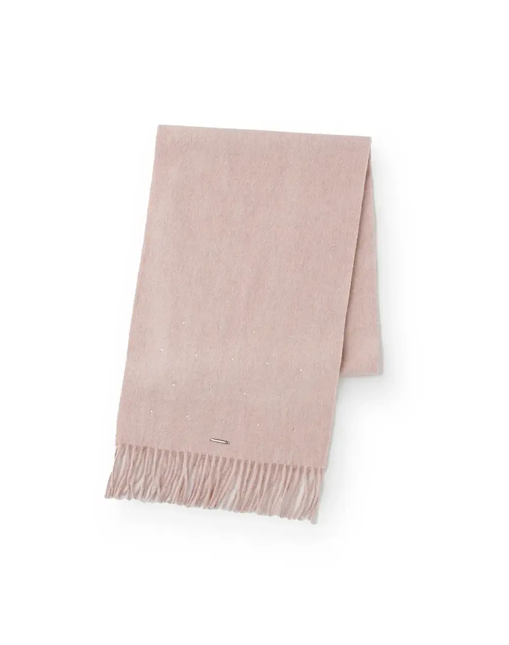 ラインストーン付きカシミヤウールマフラー/ピンク