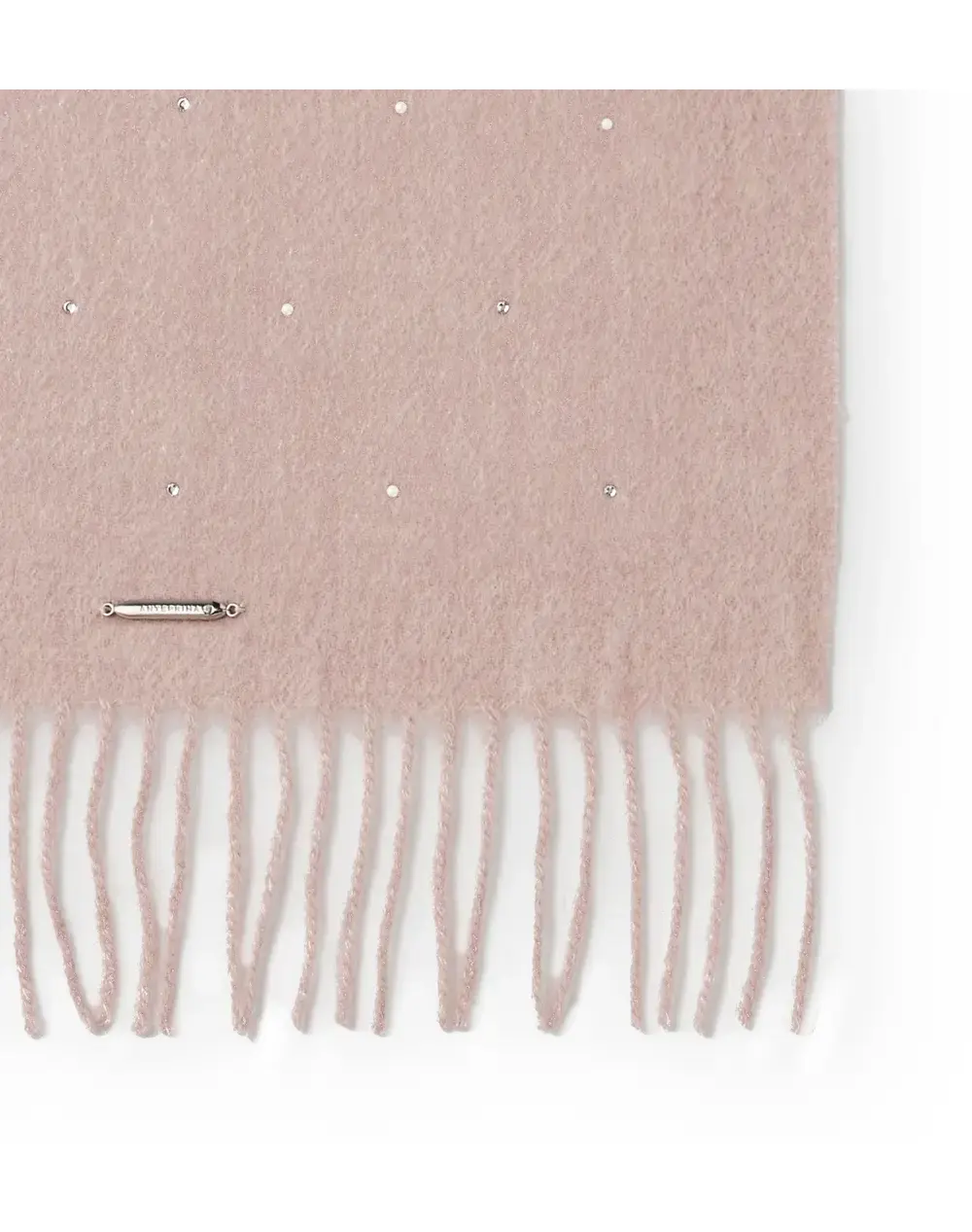 ラインストーン付きカシミヤウールマフラー/ピンク