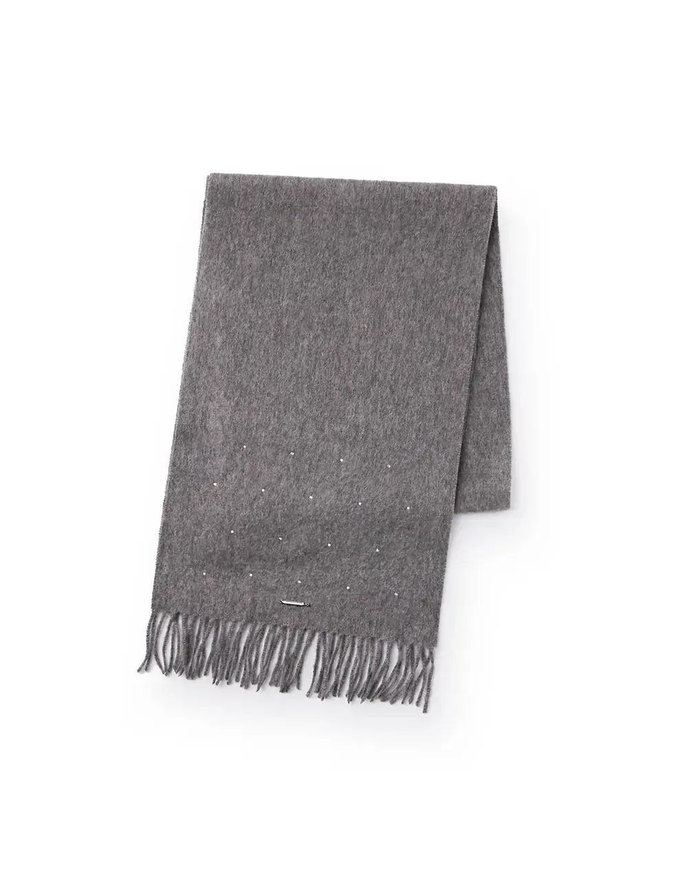 ラインストーン付きカシミヤウールマフラー/グレー