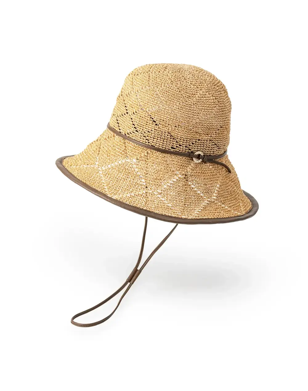 【50%OFF】エコレザーローコード付き手編みクロッシェ/ベージュ