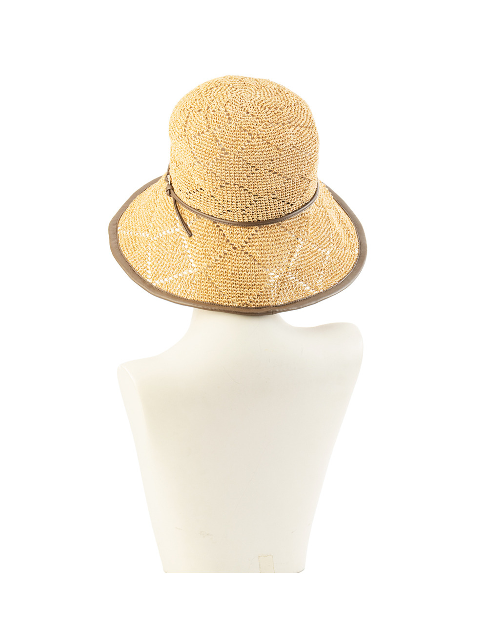 【50%OFF】エコレザーローコード付き手編みクロッシェ/ベージュ