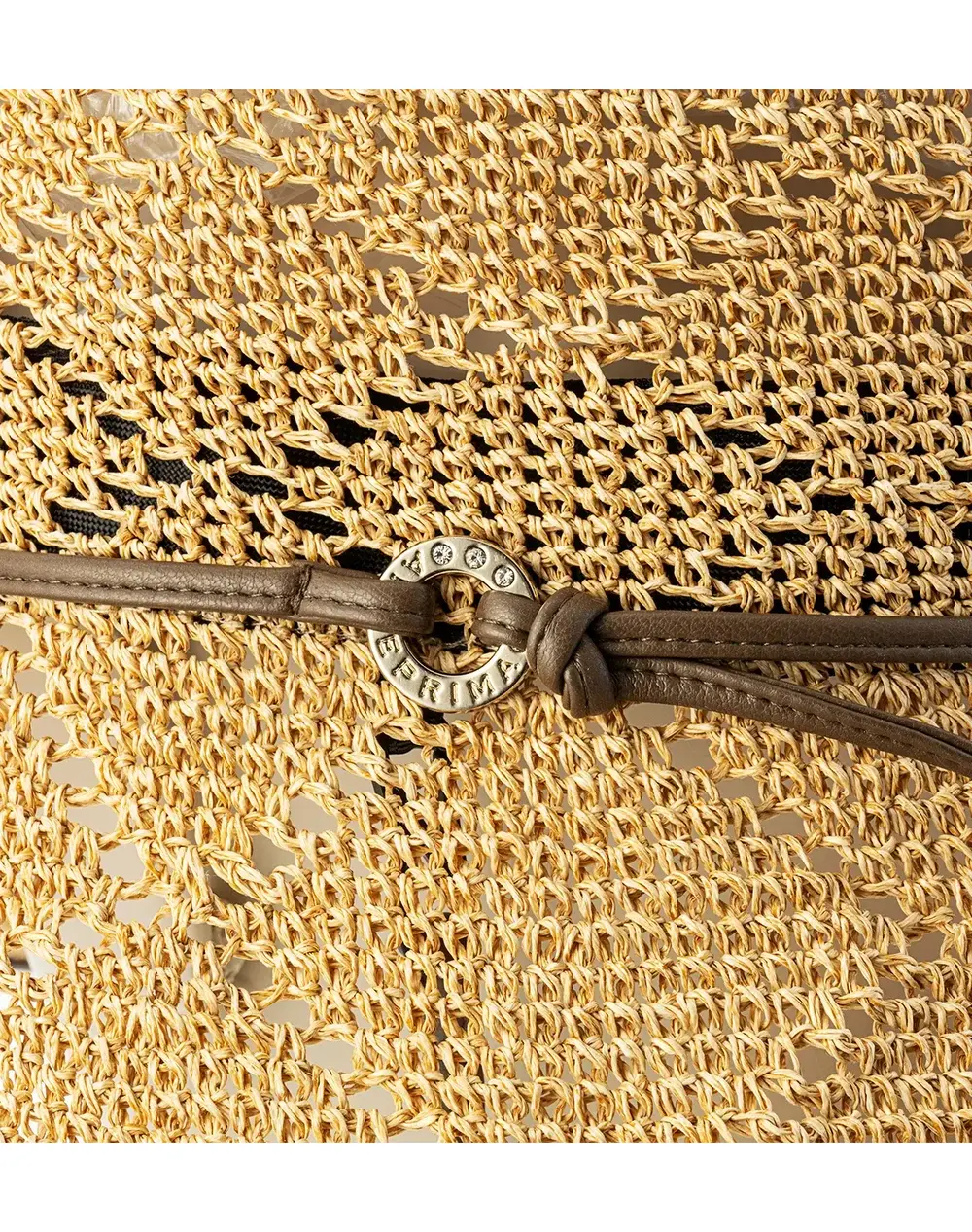 【50%OFF】エコレザーローコード付き手編みクロッシェ/ベージュ