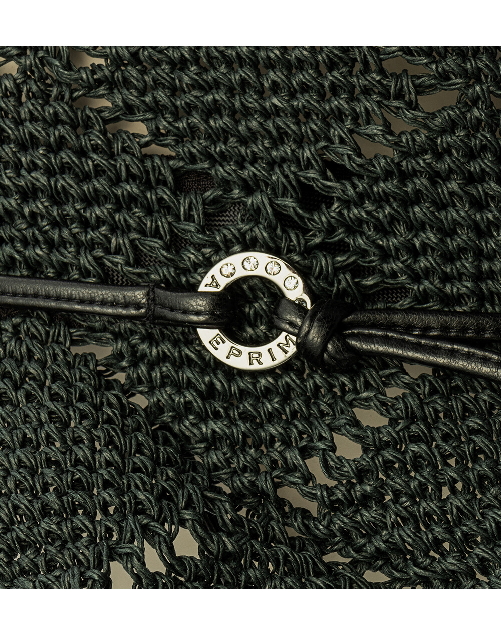 【50%OFF】エコレザーローコード付き手編みクロッシェ/ブラック