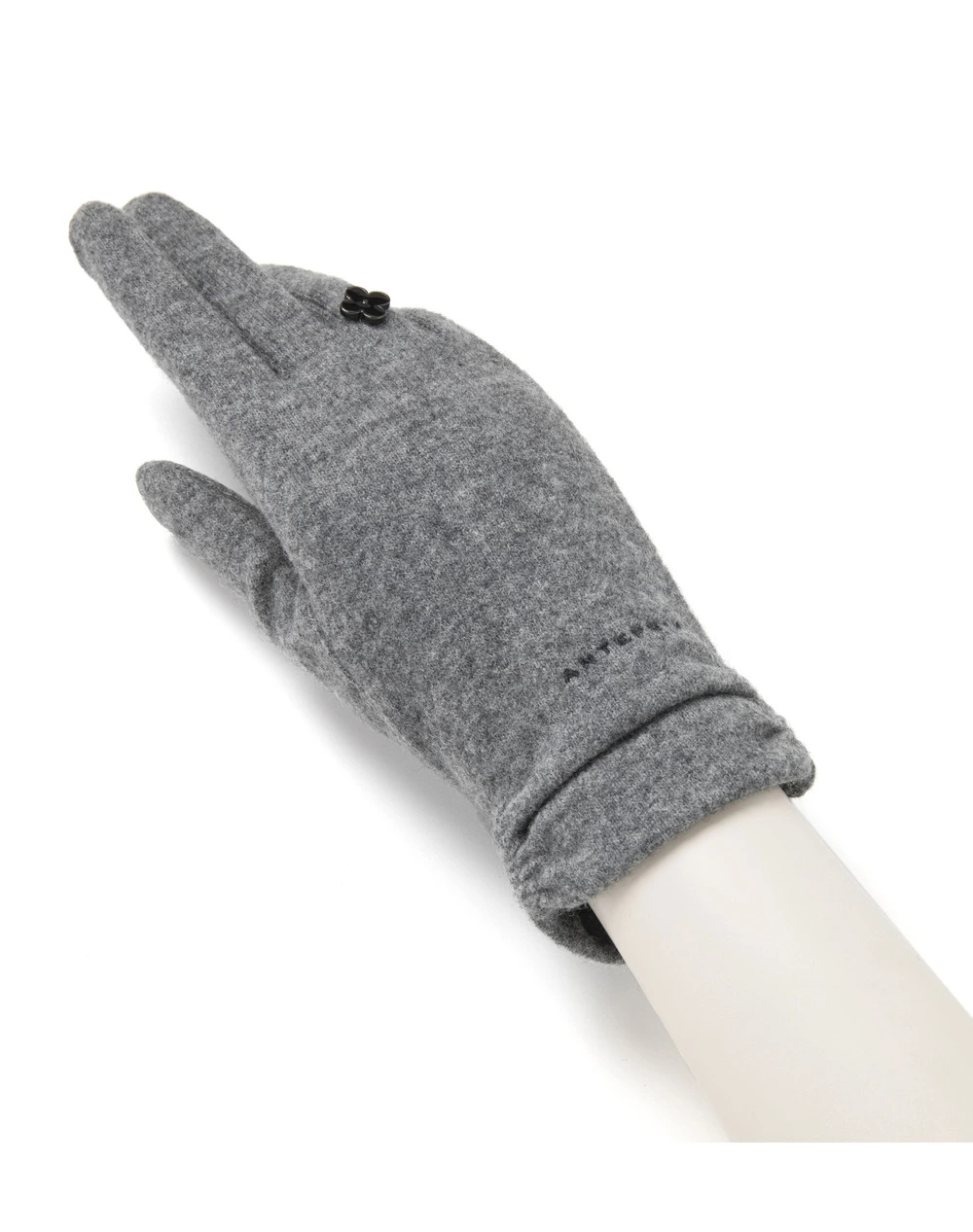 タッチパネル対応 メタルフィオーリ付きカシミヤ混ジャージグローブ/グレー【オンラインストア限定商品】