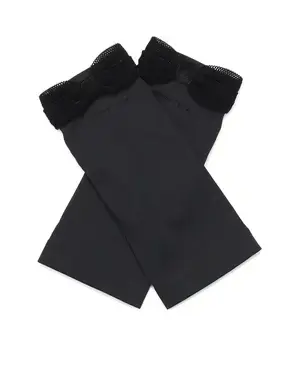 ベロアメッシュリボン付きUVケアフィンガーレスショートグローブ/ブラック