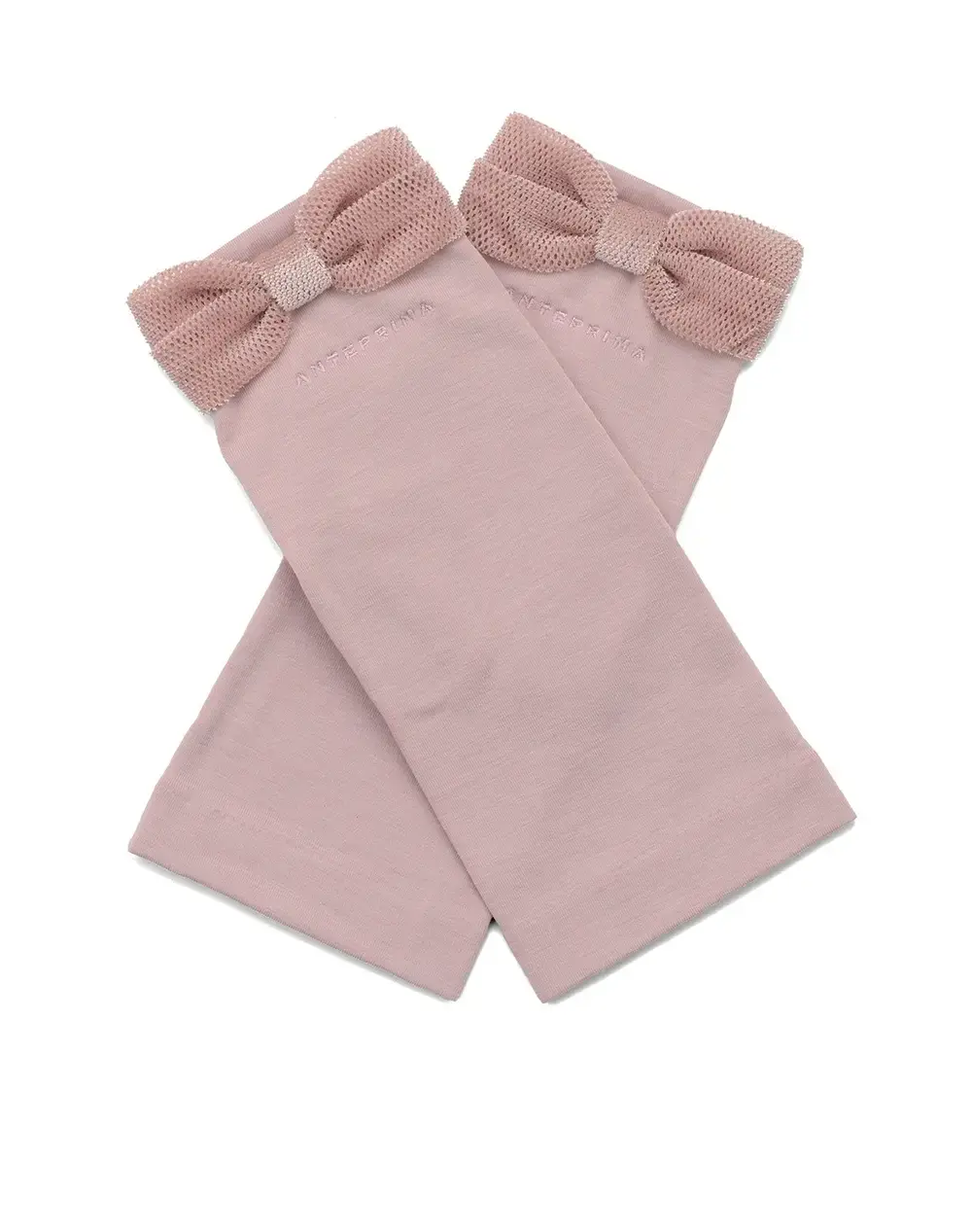 ベロアメッシュリボン付きUVケアフィンガーレスショートグローブ/ピンク