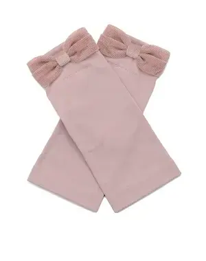 ベロアメッシュリボン付きUVケアフィンガーレスショートグローブ/ピンク