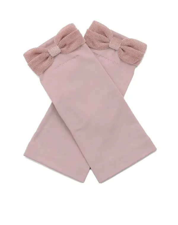 ベロアメッシュリボン付きUVケアフィンガーレスショートグローブ/ピンク