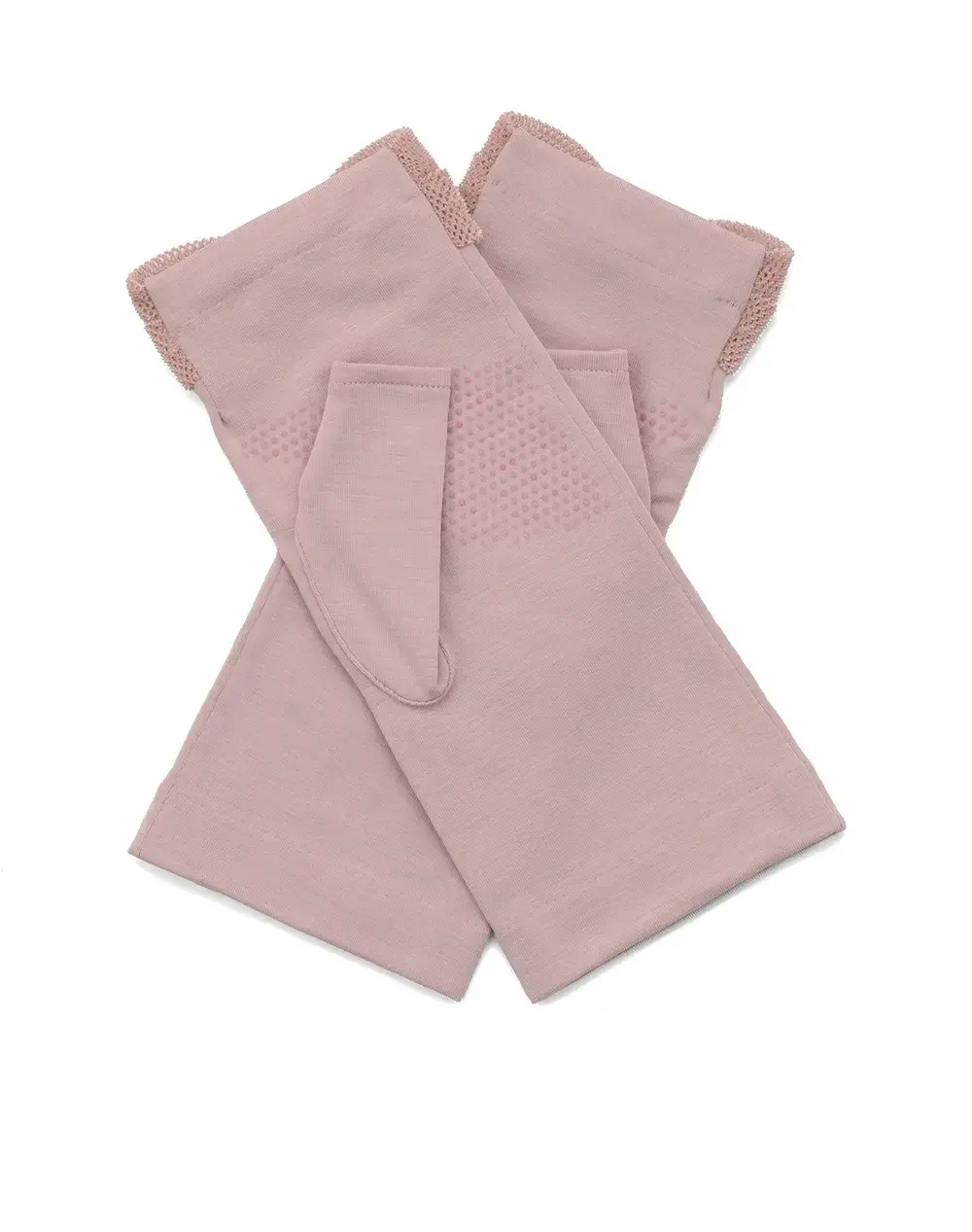 ベロアメッシュリボン付きUVケアフィンガーレスショートグローブ/ピンク