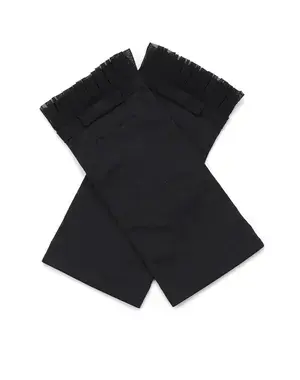 リボン付きメッシュUVケアフィンガーレスショートグローブ/ブラック