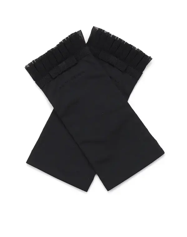 リボン付きメッシュUVケアフィンガーレスショートグローブ/ブラック