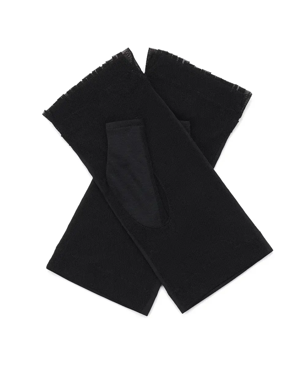 リボン付きメッシュUVケアフィンガーレスショートグローブ/ブラック