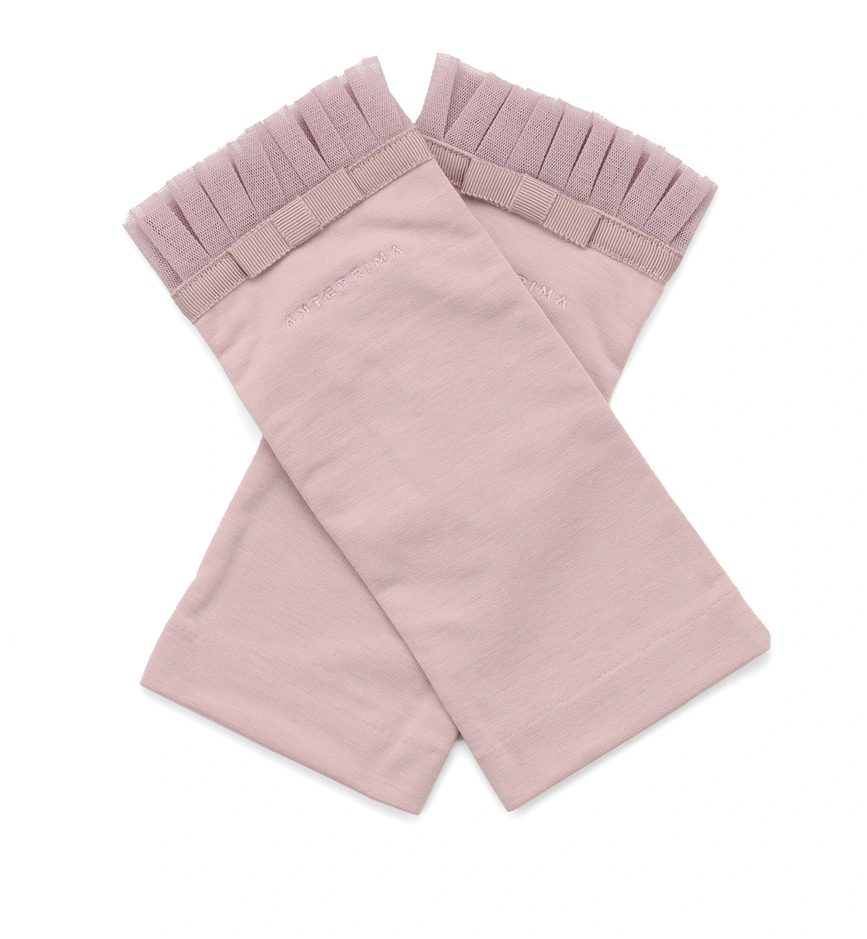 リボン付きメッシュUVケアフィンガーレスショートグローブ/ピンク