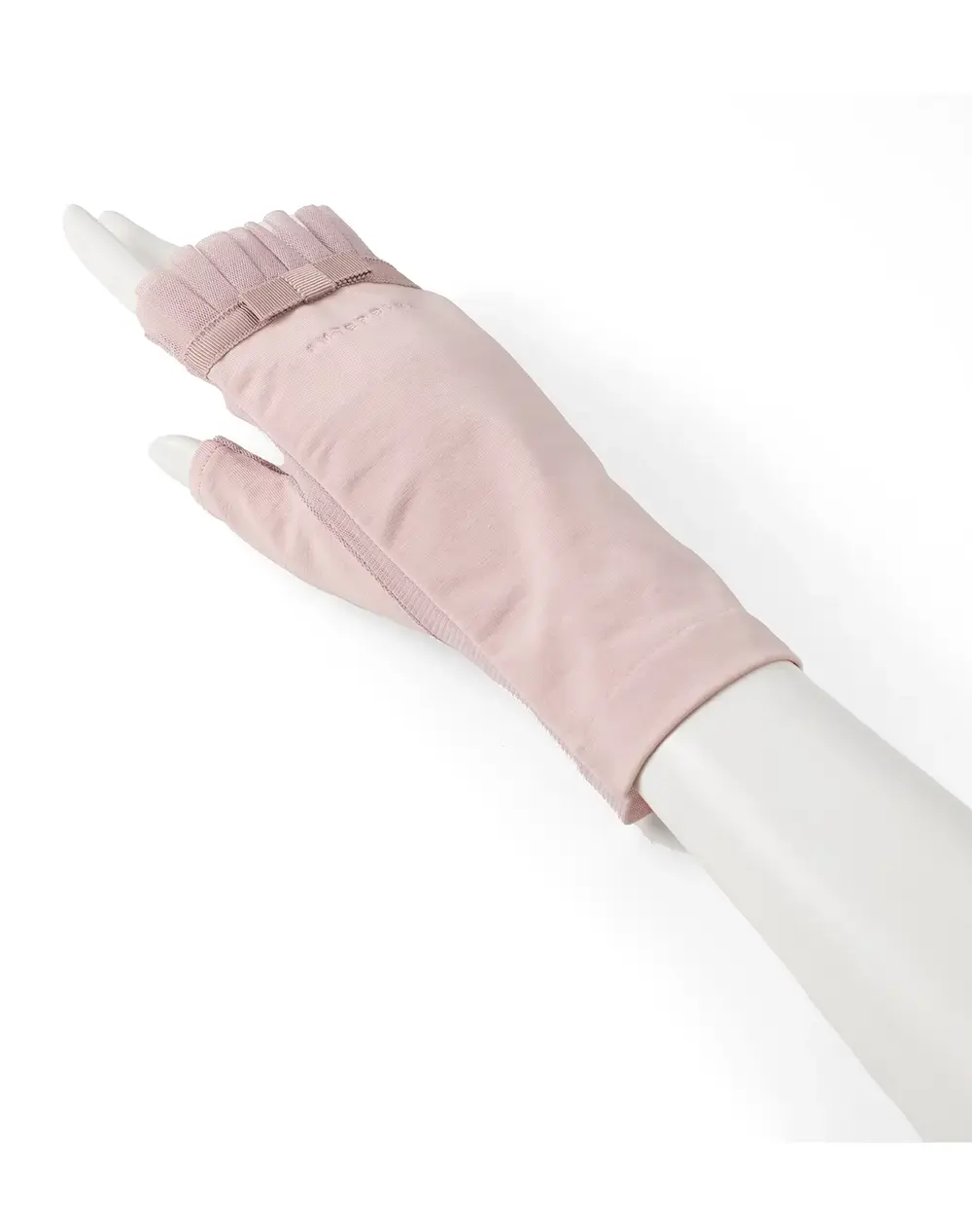 リボン付きメッシュUVケアフィンガーレスショートグローブ/ピンク