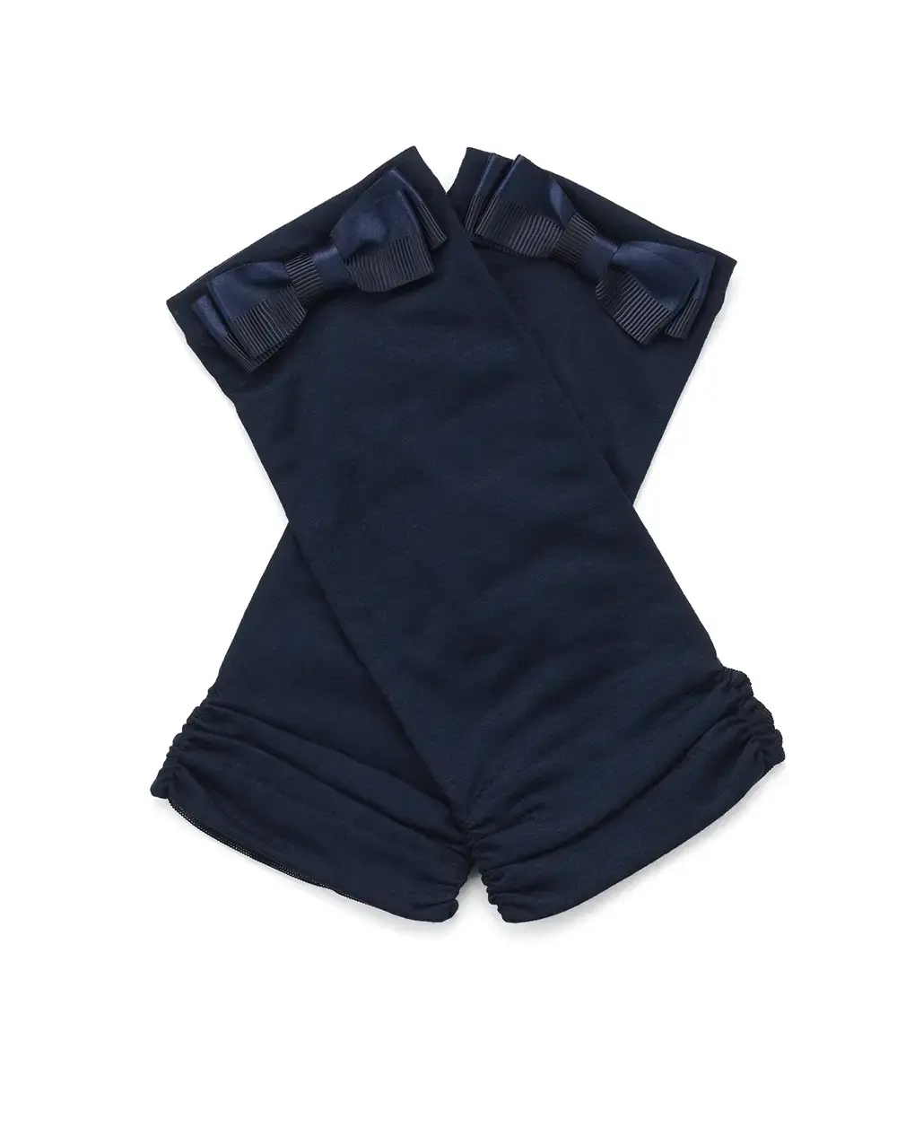 サテングログランリボン付きメッシュUVケアフィンガーレスショートグローブ/ネイビー