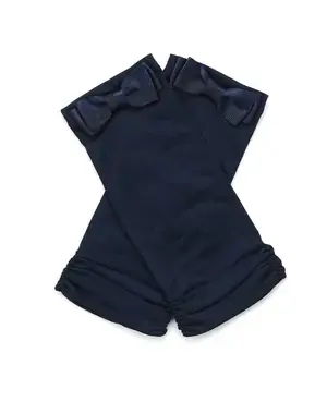 サテングログランリボン付きメッシュUVケアフィンガーレスショートグローブ/ネイビー