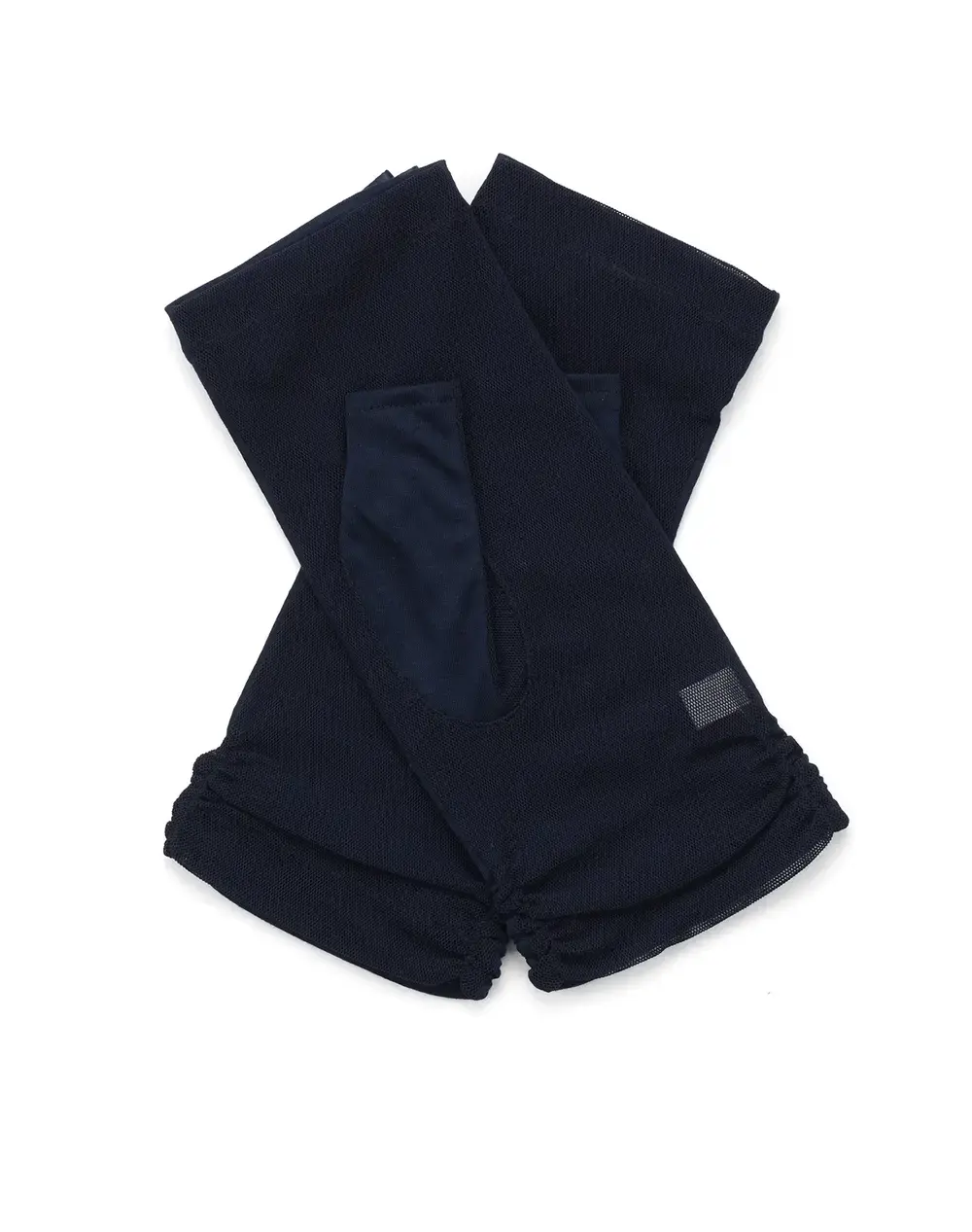 サテングログランリボン付きメッシュUVケアフィンガーレスショートグローブ/ネイビー